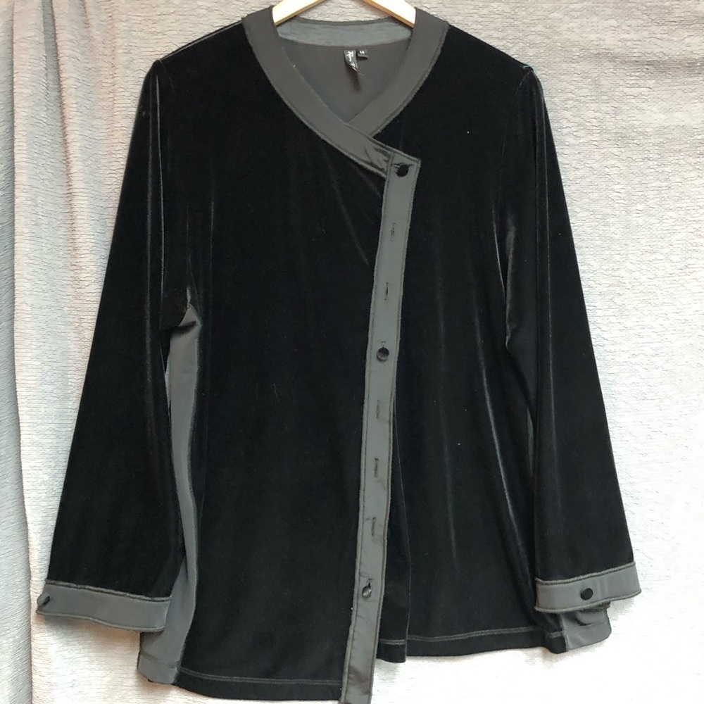 Roni Rebl medium asymmetrical jacket with opening with velvet covered buttons,